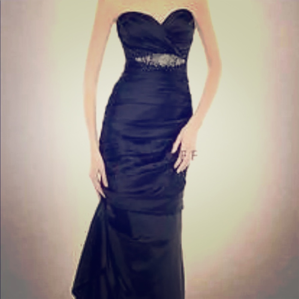NWT Bill Levkoff strapless/straps black dress 12